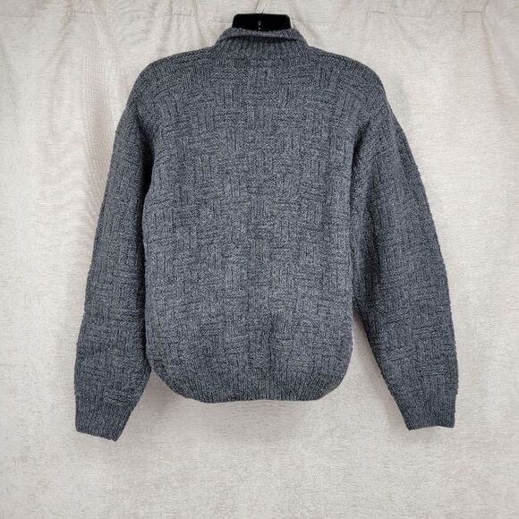 Northern Isles Knitted by Hand Gray Wool Vintage Sweater With Collar Medium - Picture 2 of 11